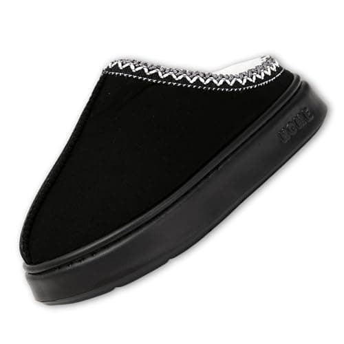 BERANMEY Cozy Fuzzy Platform Ankle Slippers for Womens Mens with Anti-Slip Sole, Warm Furry Lining for Indoor & Outdoor (Black, US Footwear Size System, Adult, Women, Numeric Range, Medium, 8.5, 9) - Image 1