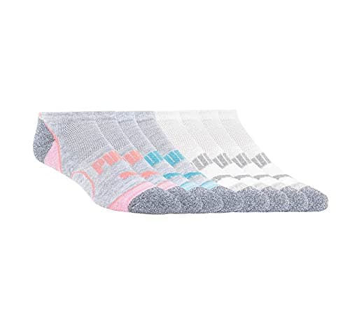 PUMA Womens No Show Low Cut Moisture Control Sport Socks (Shoe Size 5-9.5) - Multi Grey - 8 Pack thumbnail 2