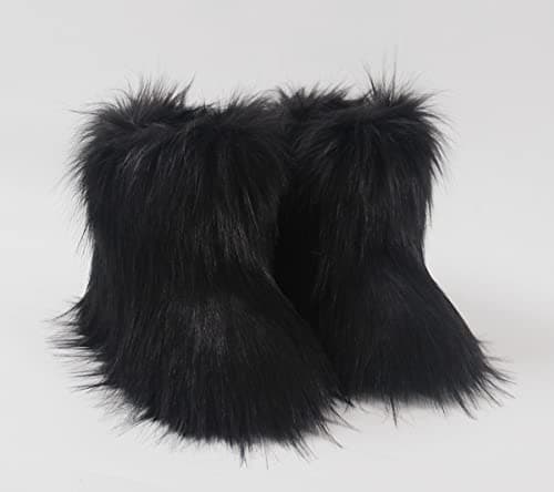 Gegefur Girls Boys Kids Faux Fur Boots Furry Fuzzy Fluffy Warm Winter Snow Boots Flat Shoes Outdoor thumbnail 2