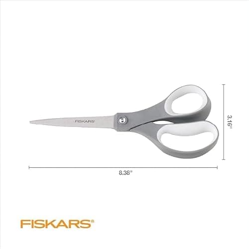 Fiskars All Purpose Scissors, High Performance Cutting, Stainless Steel Blades, Ergonomic and Comfort Handles, Perfect for Arts and Crafts and The Office, Scissors for Office | For Paper, Cardboard & Photos, Precision Stainless Steel Blades, Ergonomic SoftGrip Handles for Comfort & Control thumbnail 2