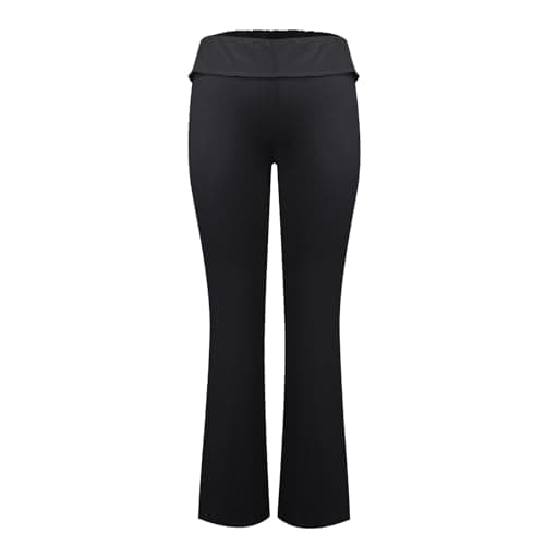 Fold Over Yoga Pants for Women Cotton Flare Leggings Y2k Low Rise Wide Leg Sweatpants Buttery Soft Bell Bottom Bootcut Workout Comfy Lounge Trousers Cute Stretch Streetwear thumbnail 6