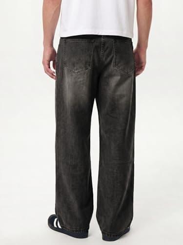 Comdecevis Men's Baggy Jeans Wide Leg Loose Fit Skater Jeans Y2K Streetwear Men M Black Wash thumbnail 7