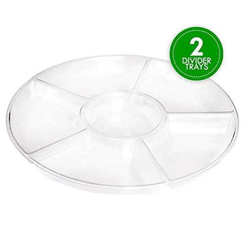 Plasticpro 6 Sectional Round Plastic Serving Tray/Platters Clear Pack of 2 thumbnail 6