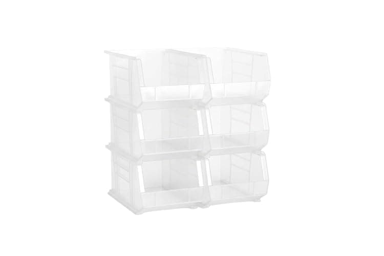 15" x 8" x 7" (6 Pack) Plastic Stackable Storage Bin, Clear - Image 1