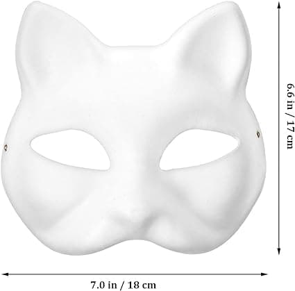 ChicRosa 5 Pcs Cat Masks White Paper Blank Hand Painted Masks Halloween Masquerade Costume Cosplay Accessories thumbnail 6