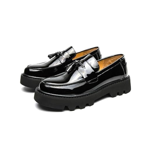 didopery Men's Patent Leather Slip-On Tassel Dress Platform Loafers Casual Non-Slip Penny Formal Shoes Business Party Wedding Prom Moccasins Boat Shoes - Image 1