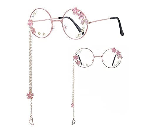 Kawaii Sakura Glasses With Chain - Cute Cosplay Accessories, Glass Case Included thumbnail 2