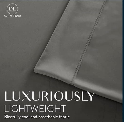 Danjor Linens Bed Sheet Set Queen Size for Hot Sleepers, Hotel Premium Sheets with 4 Pillowcases, Lightweight Brushed Microfiber Deep Pockets, Breathable Cooling 6 Piece Bedding Sets, Gray thumbnail 3