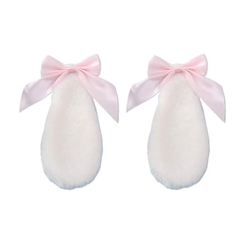 Chenpaif Haarspangen, Kawaii Frauen Mädchen Haarspange Nette Kaninchen Hase Plüsch Lop Ohren Haarnadel Bonbon Farbe Band Bowknot Lolita Cosplay Haarschmuck Weiße Kaninchen Ohren Lotuswurzel Mehl Bogen thumbnail 7