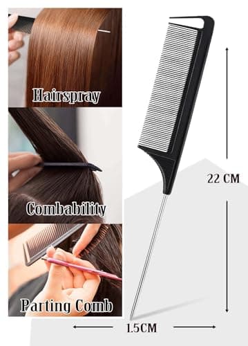 AnWoor 4Pcs Edge Brush Slick Back Hair Stick, Hair Wax Stick for Flyaways, Slick Back Hair Brush for Smoothing Baby Hair, Rat Tail Combs Parting Combs for Braiding Hair, Teasing Brush for Fluffy Hair thumbnail 6