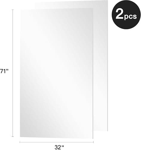 brisafe 71" x 64" (2PCS 71" X 32") Gym Mirror - Full Length Wall Mirror for Gyms, Dance Studio, Home, Yoga - Ultra Lightweight Shatterproof Glassless Nanomiorror Reduces 60% Commercial Insurance Costs thumbnail 2