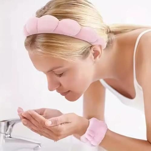 Spa Headband, Wrist Towels for Washing Face Soft Sponge Headbands for Women, Headband for Washing face with Wrist Strap, Hair Accessories for Skincare, Hair Accessories Headwear thumbnail 5