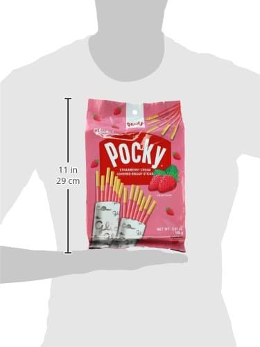 Glico Pocky, Strawberry Cream Covered Biscuit Sticks (9 Individual Bags), 3.81 oz thumbnail 4