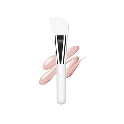 Facial Mask Application Brush, Soft Silicone Angled White Brush Head Cosmetic Tool for Body Lotion, Mud, Clay, Charcoal Mixed Mask - Image 1