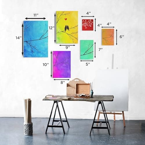 Bluebird Canvas Board - 4x4, 4x6, 5x7, 8x10, 9x12, 11x14. Set of 14 Gesso-Primed White Blank Canvases for Painting - 100% Cotton Canvas Board for Acrylic, Poster, Oil Paint thumbnail 5