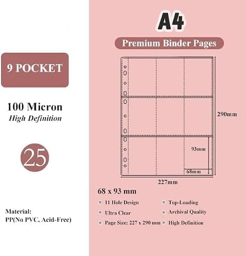 A4 Kpop Photocard Binder with 25 Pages 9 Pocket, 2x3 inch Kpop Photocard Holder Book, Photo Album for Fujifilm Instax Mini Camera Polaroid Printer Photo Film (Pink) - Pink thumbnail 7