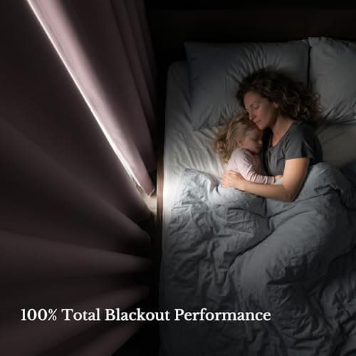 NICETOWN 100% Blackout Window Curtain Panels 84" Long, Blush Pink, 2 Pieces, 52 inches Wide Each Panel, Heat and Cold Blocking Drapes with Black Liner for Nursery, Thermal Insulated Draperies thumbnail 2