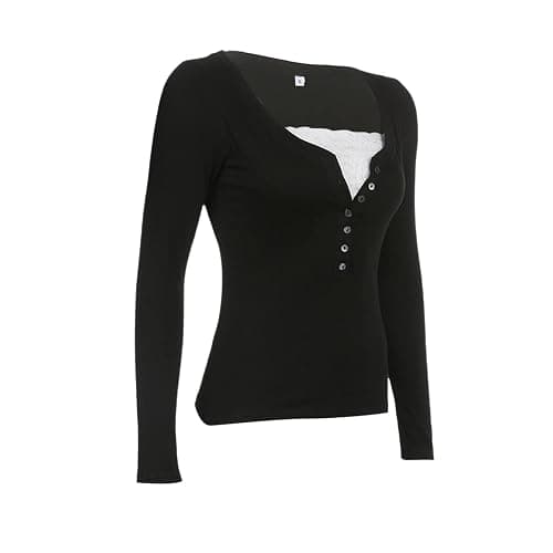 Women Fairy Grunge Shirts Y2K Tops Long Sleeve Lace Patchwork Tee Girls 90s Vintage Slim Blouse Fall Clothes thumbnail 4
