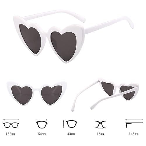 YooThink Love Heart Shaped Sunglasses for Women,Vintage Cat Eye Mod Style Retro Glasses thumbnail 2