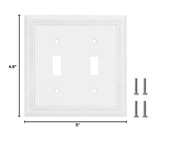 Henne Bery Sunken Pearls Heavy Duty Decorative Wall Plate Switch Plate Outlet Cover (Double Toggle, White) thumbnail 3