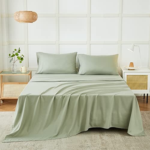 ILAVANDE Sage Queen Sheets Set 4 Piece, Hotel Luxury Super Soft 1800 Series Microfiber Queen Bed Sheets Set-Wrinkle Free & Breathable-14" Deep Pocket Sage Green Sheets(Queen,Sage Green) - Sage Green - Queen thumbnail 2