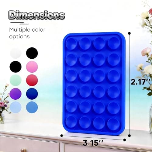 Blue Octo budy Silicone Suction Phone Case Detachable Mount, Double Sided Suction Phone Holder TikTok Items for iPhone & Android, Sticky Phone Grip Hands-Free Accessories for Selfies & Videos thumbnail 6