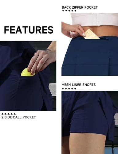 AugIris Women's Tennis Skirts High Waisted Athletic Golf Skorts with Pockets Skirts for Women Casual Workout Built-in Shorts thumbnail 4