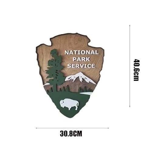 National Park Service Sign Arrow Head Antique Park Sign Wood Carved Sign Courtyard Garden Home Wall Mounted Decor for Indoor and Outdoor thumbnail 3