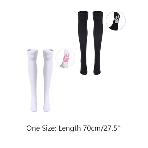 ABAFIP Women Cute Kawaii Cat Paw Print Thigh High Socks Kitten Claw Above Knee Sheer Hosiery Stockings thumbnail 7