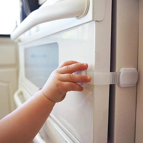 Goodv Child Safety Cabinet Locks - (10 Pack) Baby Proofing Latches to Drawer Door Fridge Oven Toilet Seat Kitchen Cupboard Appliance Trash Can with 3M Adhesive - Adjustable Strap No Drill No Tool thumbnail 2