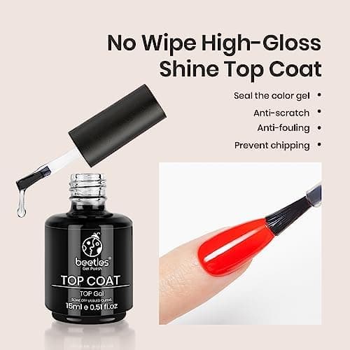 Beetles Milky White Gel Nail Polish No Wipe Gel Top Coat and Base Coat Set 3Pcs 15ml, Nude Jelly Color Long Lasting, Soak Off U V LED Nail Art Design for Women thumbnail 5