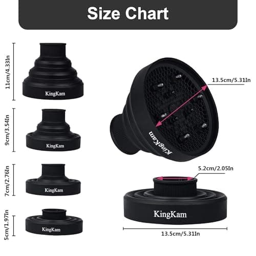 KingKam Collapsible Hair Dryer Diffuser - Travel and Easy Storage - Diffuser Attachment Fit Most Hair Dryers with Nozzle Diameter D-1.575Inch to 1.968 Inch (4-5cm) - Black thumbnail 5