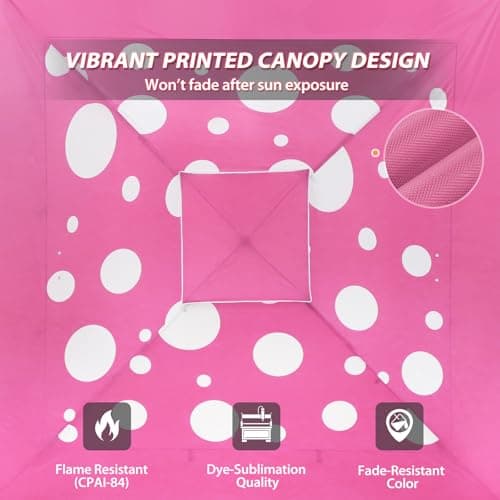 EAGLE PEAK 13x13 Straight Leg Pop Up Canopy Tent Instant Outdoor Canopy Easy Single Person Set up Folding Shelter w/Auto Extending Eaves 169 Square Feet of Shade (Pink Mushroom) thumbnail 6