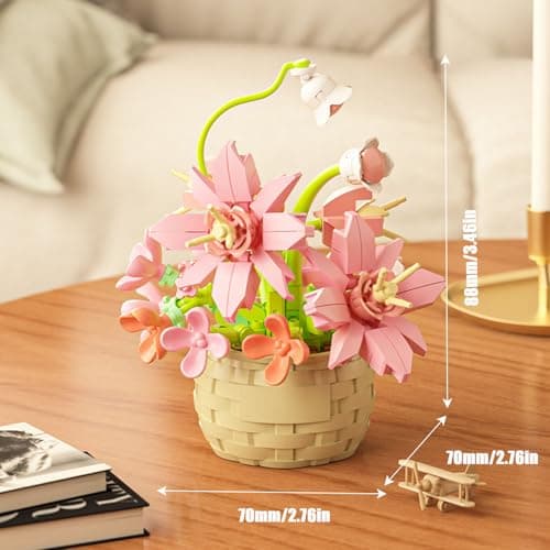 Mini Flowers Building Block Set,Flower blocks toys,Plants and Succulent Toys,Building block flowerpot，Botanical Collection Birthday Gift for Girls Boys Adults Kids Ages 6+ (Perfume Lily 155Pcs) thumbnail 2