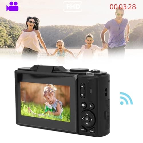 Yunir 4K Digital Camera 64MP UHD 18X Zoom Autofocus Retro Compact Digital Camera with 3 Inch Flip Screen for Travel Photography thumbnail 6