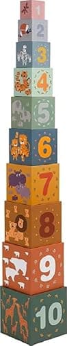 small foot Stapelwürfel "Safari", Motorikspielzeug, Sortierspiel zum Zählen lernen, für Kinder ab 12 Monaten, 11957 - Image 1