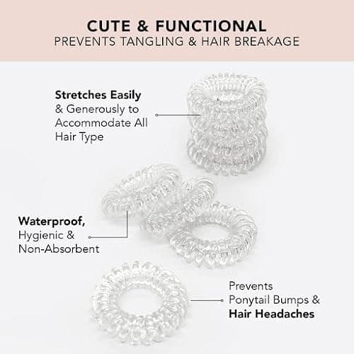 Kitsch Spiral Hair Ties for Women - Creaseless and Dent-free Coil Hair Ties | No Damage, Phone Cord Coils | Made of Flexible and Durable Plastic | Ideal Gifts for Women - 4pcs (Clear/Transparent) thumbnail 3
