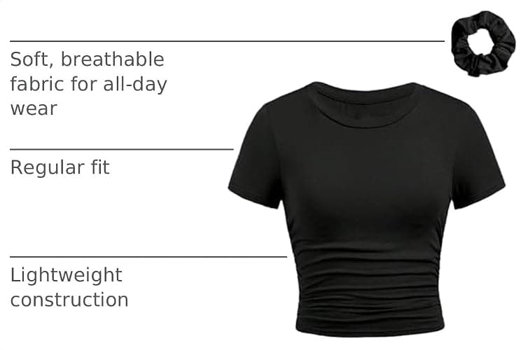SOLY HUX Girl's Short Sleeve T-Shirts Summer Tops with Hair Ties | Crew Neck, Slim Fitted, Basic Tees, Cute, Preppy thumbnail 4