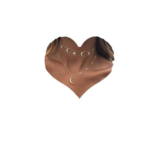 Chargances Bohemia Gold Moon and Stars Necklace for Women Fashion Gold Choker Necklace Delicate Moon Stars Jewelry for Women - Image 1