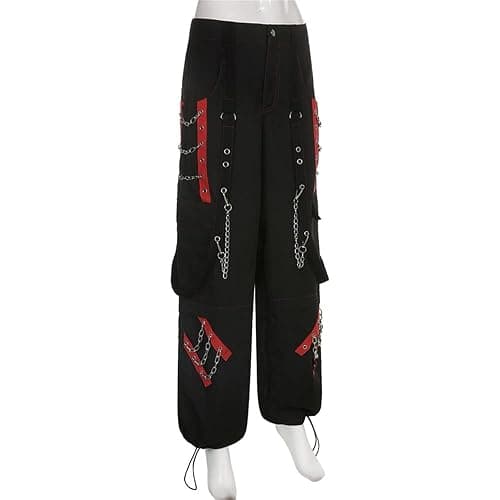 Women Y2K High Waisted Jeans Gothic Baggy Gothic Cargo Jeans Wide Straight Leg Punk Denim Pants Loose Trousers Streetwear thumbnail 6