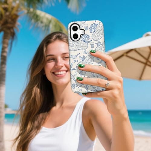 flewfun Magnetic for iPhone 17 Case Cute Coral Reef Whale Shark Ocean Sea Phone Case, Summer Shockproof Slim TPU and Hard PC Protective Phone Cover Compatible with MagSafe Designed for Women thumbnail 7