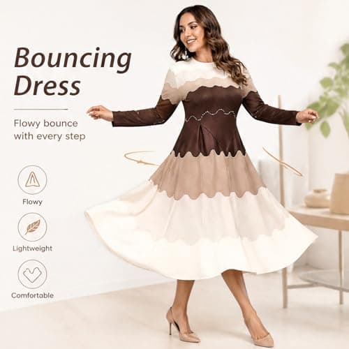 Bounce Dresses for Women Church Brown Pearl Midi thumbnail 3