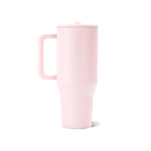 HydroJug Traveler 40oz, Insulated Tumbler with Handle & Straw, Pink Sand | Triple wall insulated, flip straw lid, leak-resistant, stainless steel, cup holder friendly, BPA-free, dishwasher safe thumbnail 3
