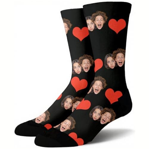 Novgarden Custom Face Socks,Personalized Funny Socks with Photo, Customized Unisex Crew Sock Funny White Elephant Gifts for Couple Men Women(Style 6) - Image 1