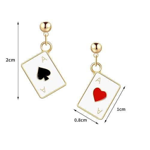 Poker Ohrringe Vergoldet Spielkarten Muster Ohrringe Mode Ohrhänger Schmuck Geschenk für Mädchen Hochzeit Geburtstag Weihnachten Muttertag thumbnail 7