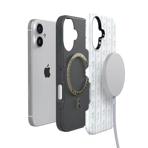 Casely iPhone 17 Case | Cottage Stripe | Blue Floral | Bold Protective Design | Compatible with MagSafe thumbnail 7