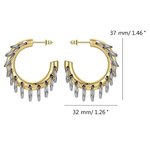 Chunky Gold Hoop Earrings Statement 18K Gold Plated C Hoop Earrings Stainless Steel Thick Hypoallergenic Hoops Earrings for Women thumbnail 6