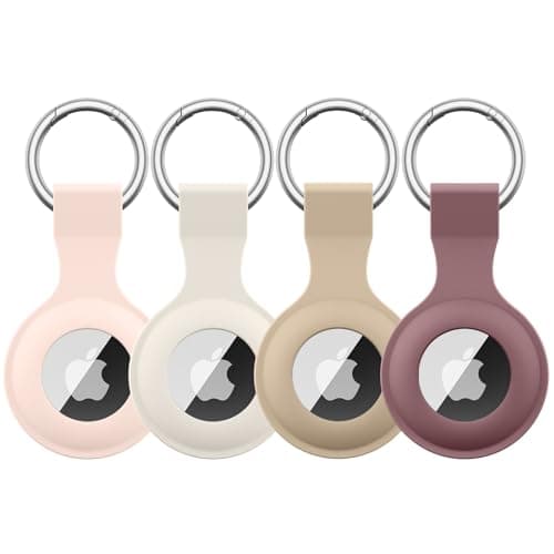 4 Pack Airtag Case Holder for Apple Air Tag, Airtag Case with Anti-Lost Keychain, Silicone Protective Cover for Kids' Backpacks, Dog Collars, Luggage, Multi-Color Protective AirTag Accessories - Image 1