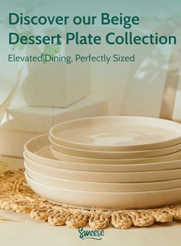 Sweese Porcelain Dinner Plates Set - 10 Inch Beige Round Dishes, 6-Pack, for Salad Serving, Scratch Resistant, Oven, Microwave Safe thumbnail 8