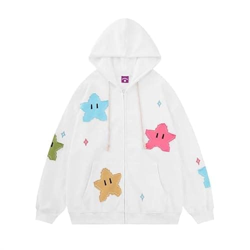 Tooe Women's Preppy Star Zip Up Hoodies Y2K Graphic Vintage Jacket Harajuku Baggy Sweatshirts Alt Long Sleeve Clothes thumbnail 7